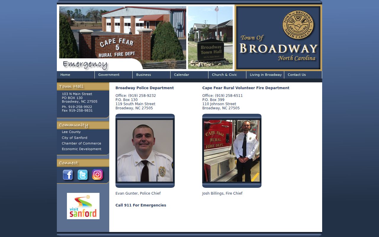 Broadway Police Department official contact and building page