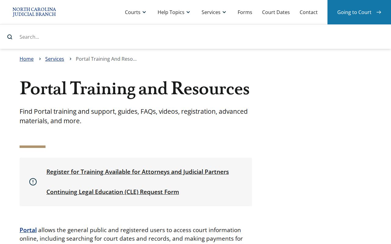 Lee County criminal court case search training for North Carolina eCourts Portal